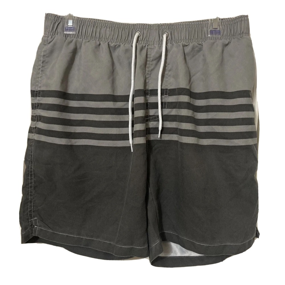 Nonwe Board Shorts NWT Size 34 Stretch Brief Drawstring Gray Swim‎ Stripe